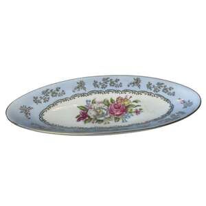 Anart 5th Ave Hand Painted Porcelain Oval Dish Serving Bowl 2113 Rose Gold Blue